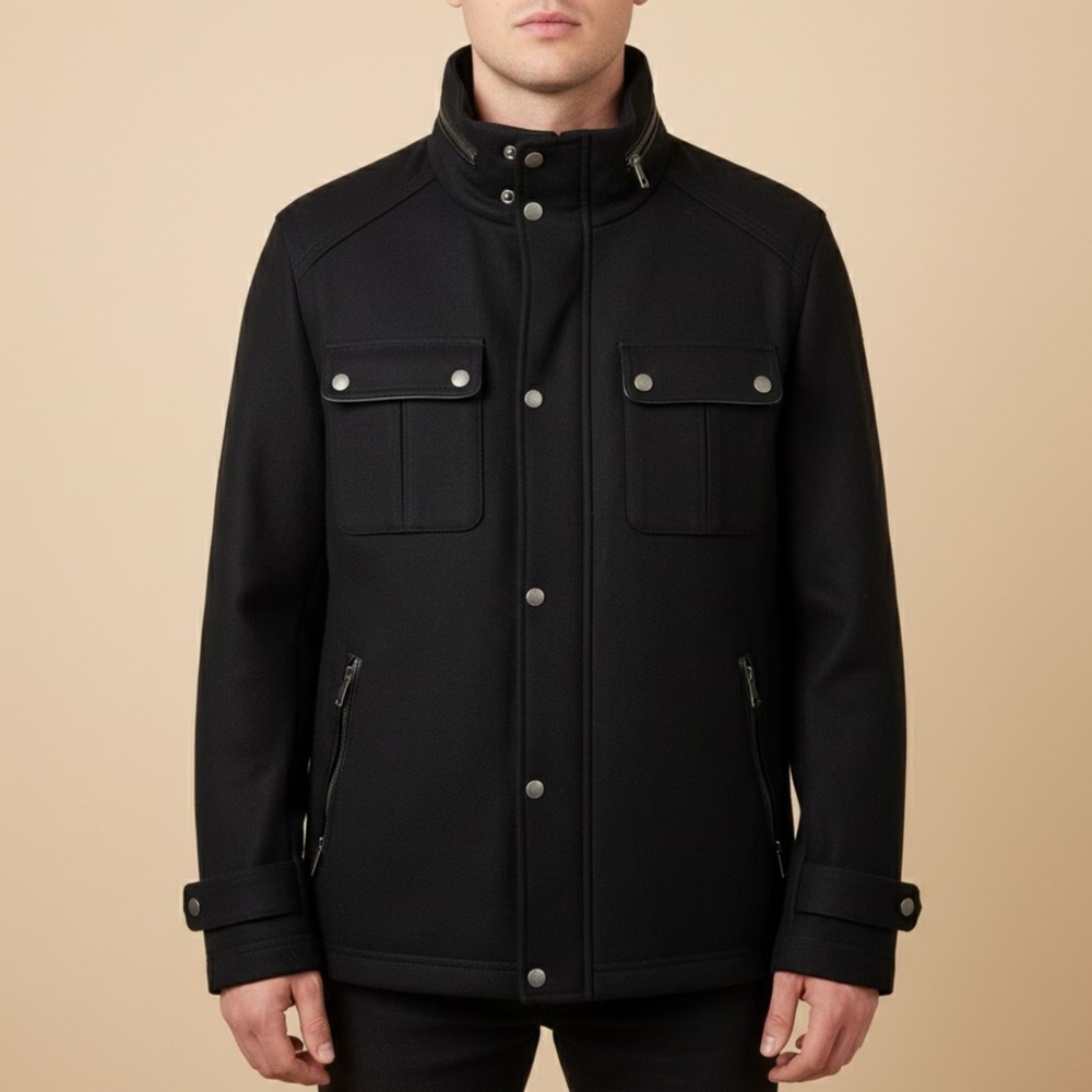 Cole Haan Black Military Field Jacket